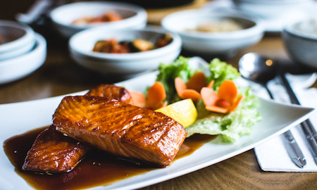 Korean fried salmon with sweet soy sauce